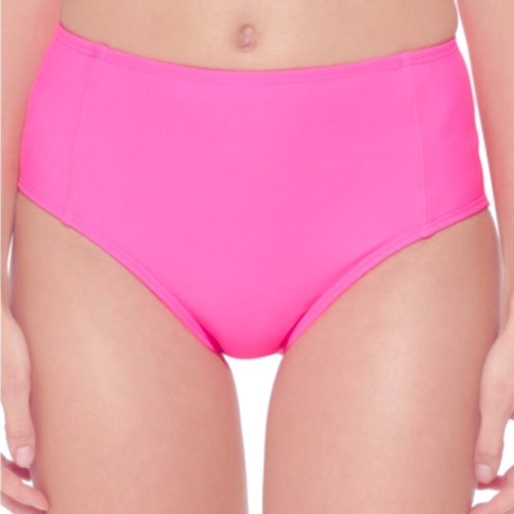 DKNY Seamed High-Waist Bikini Swim Bottom Neon Pink, swimwear, swimsuit New M